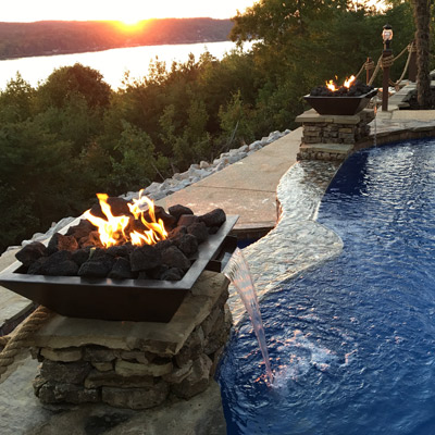 water fire features for your fiberglass pool
