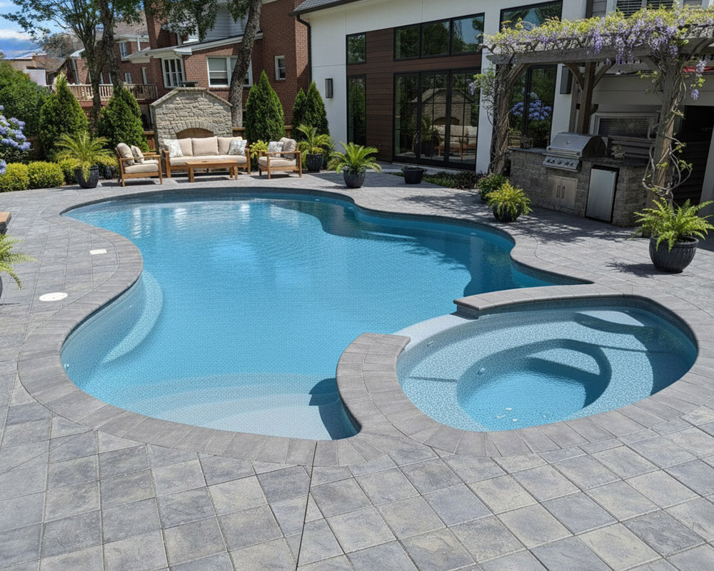 Cascade Pool with Spa – Relaxing Fiberglass Pool & Spa Combo by
