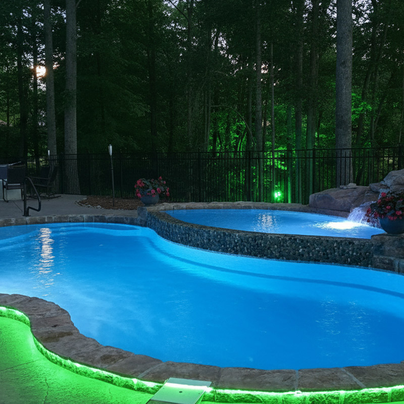 LED lighting for your backyard fiberglass swimming pool