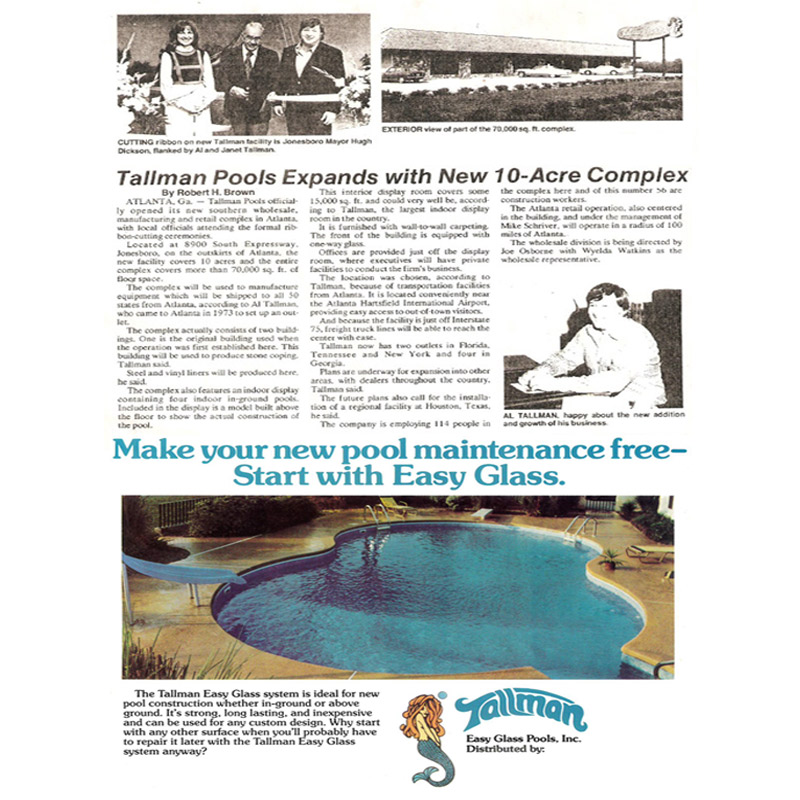 1970s Tallman Pools history and story